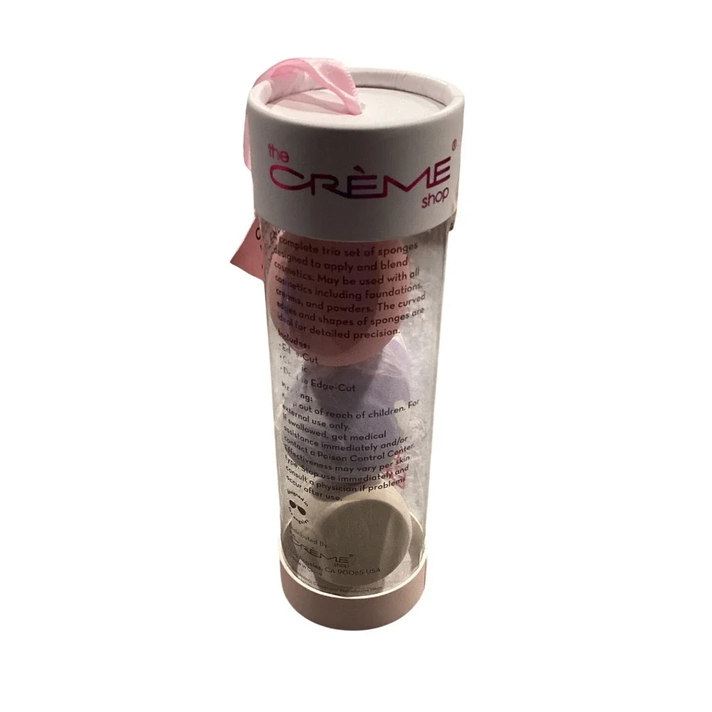 The Creme Shop Makeup Sponge Trio Edge‎ Cut Classic Double Edge-Cut Vegan 3 Pack
